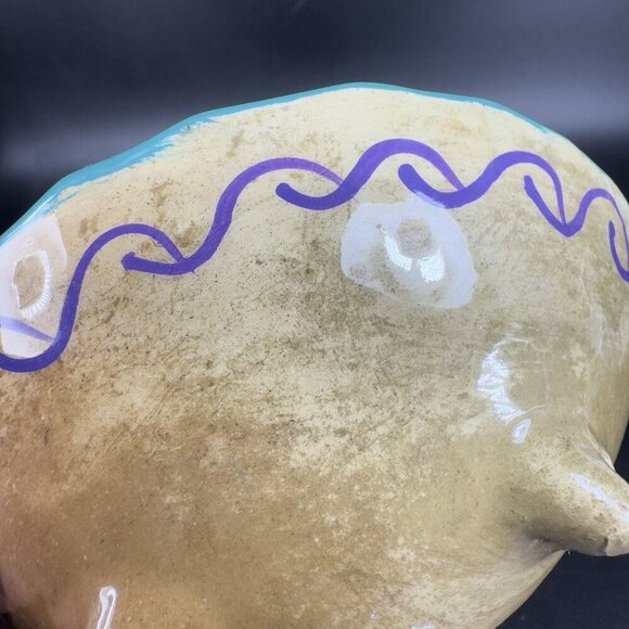 Hand Painted Mexican Pottery Footed Salsa Dish Trinket Dish Holder Vintage Decor - Picture 6 of 10